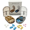 2PCS - Pill Cutter Splitter med Mini Pill Box - Pill Cutters för Small eller Large Pills Professional - 4 Way Pill Splitter 1/4 - Pill Splitter med Centering Device - Gray & Brown