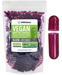 XPRS Nutra Size 0 Tomma kapslar - 500 greve tomma Vegankapslar - Vegetariska piller - DIY Vegetabilisk kapselfyllning - Veggie Pill Caps for Do-It-Yourself Supplements (Purple Carrot)