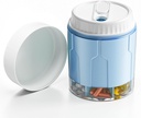 Stor Pill Organizer, Daily Pill Dispenser Bottles med 7 Stora Compartments, Jumbo Pill Box, Pill Storage Container för Vitamin, Fish Oil, Medicine Supplement, Easy Turn Lid med bifogad Label, Blue