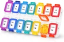 Fullicon Moisture Proof Pill Organizer 2 gånger om dagen, Large Pill Box 7 Day, Spill Proof Pill Case, Travel Pill Container, Medicine Pill Organizer med säkra lock, Daily Pill Organizer (Rainbow Clear)