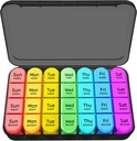 Zoksi 7 Day Pill Organizer 4 gånger om dagen, Weekly Pill Box, Travel Pill Case, Daily Medicine Organizer, Medication Container med 28 bärbara kompartement för fiskoljor, vitaminer eller tillskott (Black)