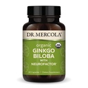 Dr Mercola Organic Ginkgo Biloba med NeuroFactor - Stöder hjärnhälsan - Standardiserad Ginkgo Leaf Extract - Polyfenol-Rich Coffee Fruit - 30 kapslar
