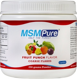 KALA HEALTH MSMPure Fruit Punch smaksatt grov MSM Powder Flakes - USA-Made MSM för gemensam hälsa, hudutseende och hår och nagelstöd - 8,8 oz, organisk svavel