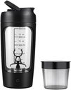 Electric Portable Protein Shaker Bottle för Smooth Blends | w / GRATIS PROTEIN POWDER CUP | Premium Bottle Made från Tritan - BPA Free | 650 ml | Uppladdningsbar | för GYM & Sports Enthusiast. (Svart)