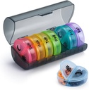 VIGOR PATH 7-Day Pill Organizer med två delar per dag, idealisk för piller / vitaminer / fiskolja / tillägg lagring, BPA-fri och lätt att rengöra (svart - färgglad)