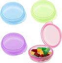 4 Pcs Mini Pill Organizer Small Pill Box Cute Portable Pill Case för Pocket Purse Travel Storage Containers Earplug Case Medicine Dispenser Vitamin Holder (Blue+Pink+Purple+Green)