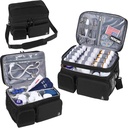 Double Layers Medicine Bag med isolerade kompartmentpiller Bottle Organizer med Lockable Zipper, Travel Medicine Organizer med mjuka axelremmar för pillerflaskor, medicinska förnödenheter