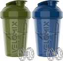 VELOMIX -2 Pack- 20 oz Protein Shaker Bottles för proteinblandningar - 2x Wire Whisk | Läcka Proof Shaker Cups för Protein Shakes och Pre Workout | Protein Shaker Bottle Pack (Grönt / Blå)