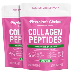 Collagen Peptides Powder - Hydrolyzed Protein (Type I & III) - Digestive Enzymes - Keto Collagen Powder för kvinnor och män - Hår, hud, Joints & Workout Recovery Aid - Grass Fed, Non-GMO - Tvåpack