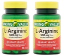 Spring Valley: 100 kapslar 500 Mg Ea. L-Arginine (Pack of 2)