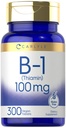 Carlyle B1 Vitamin 100mg | 300 tabletter | Tillskott för kvinnor och män | som Thiamin HCl | Vegan, icke-GMO & Gluten Free