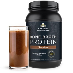 Ancient Nutrition Grass Fed, Cage Free, Bone Broth Protein Powder, 20g Protein, Hydrolyzed Collagen Peptides, Keto & Paleo Friendly, stöder gemensam, Gut Health, Chocolate, 40 portioner