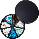 Metal Pill Dispenser Pill Organizer med 7 Compartments - Heavy Duty Anti-Mix Pill Container, Large Waterproof Daily Pill Box Pill Case for Vitamin, Medicine, Supplement, Fish Oil, 0,39lb (Black)