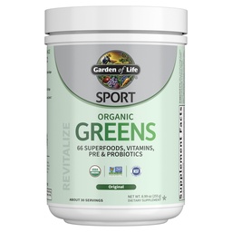 Garden of Life Sport Nutrition Greens och Superfoods Powder för kvinnor och män - Unflavored, Organic Blend - Spirulina, frukt, vitaminer, Pre & Probiotika, svampar, atletiska kosttillskott, 30 portioner