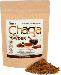 Sayan Siberian Pure Raw Coarse Chaga Powder 6 Oz / 170g - Premium Wild Forest Harvested Super Antioxidant Tea - Stöder Immune System och Digestive Health - Fokus, Energi, Klarhet, Wellness - Icke-GMO