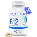 L-Methylfolate + B12 Methylcobalamin Blend 7.5mg - 60 kapslar - Aktiv folsyra & Methylated B12-5-MTHF & B12 Supplement för män och kvinnor - Icke GMO, Gluten Free, Inga fillers