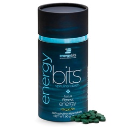 ENERGYBITS - Organic Spirulina Tablets - Plant-Based Algae Superfood - för Focus, Fitness, Energy - Plant Protein - Gluten Free - Collagen, Vitamin B12, Omega 3 - Keto & Vegan - 360 Algae tabletter