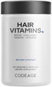 Codeage Hair Vitamins 10000 mcg Biotin, Keratin, Collagen, Vitamin A, B12, C, D3, E, Zinc, Turmeric, Probiotics, Enzymes, Inositol - Hair Care Support - Healthy Hair Supplement Pills - 120 Capsules