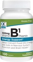 Kvalitetsval Vitamin B1 Thiamin 100 mg Energisupport, Nervous System Function, & Brain Health Vitamin Supplement Tablets, 100 Count Bottles