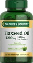Naturens Bounty Flaxseed och Omega 3, kosttillskott, stöder kardiovaskulär hälsa, 1200mg, Softgels, 125 ct