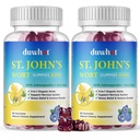 St John's Wort Gummies 600mg, 3 i 1 Organic Herbal Supplements for Stress Relief, Nervous System Support, med Ashwagandha & Holy Basil Extract för vuxna och barn, Non-GMO, Vegan, 120 ct.