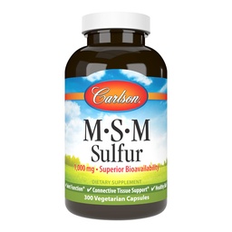 Carlson - M-S-M Sulfur, 1000 mg - Superior Bioavailability, Joint Function, Connective Tissue Support & Healthy Skin, 300 vegetariska kapslar