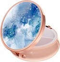 Rouidr Pill Box, 3 Compartment Medicine Pill Case, Small Metal Travel Medicine Box för Purse & Pocket, Rose Gold, Light Luxury Blue
