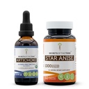 Artichoke USDA Organic and Star Anise Capsules (2 pcs.) | Alcohol-Free Organic Artichoke (Cynara scolymus) Dried Leaf 2 oz och 1000 mg Star Anise (Illicium verum) Torkad frö (60 kapslar)