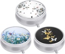 3 Pack Pill Box, Small Pill Case för Purse & Pocket, Cute Travel Medicine Organizer, Portable Medicine Container Holder för att hålla vitaminer, Medicinering, Fish Oil & Supplement, Butterfly