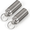 Titan Waterproof Keychain Pill Holder Container,Portable Mini Size Pill Box Case för Outdoor Travel Camping (2 Pack)
