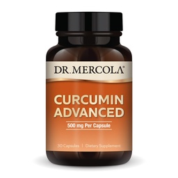 Dr Mercola Curcumin Advanced - 500 mg Curcumin Root Extract - 95% Curcuminoids - För Vision Health, Digestion & Focus - Sustained Release - Non-GMO, Gluten-Free & Soy-Free - 30 kapslar (30 portioner)