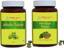 HERBAL HILLS Alfalfa Tablet och Moringa Leaf Tablet Pack med 2 Combo