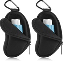 Asthma Inhaler Carrying Holder Neoprene Travel Inhaler Mini Bag for L-Shaped Inhaler, Inhaler Not Included (Black 2PCS)
