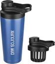 DIW 24 oz Shaker Bottle, Rostfritt stål Mix Bottle med bullerfri design, isolerad metall Shaker Cup för proteinblandningar och Pre Workout, Gym Cup Shaker (Navy blå)