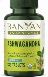 Banyan Botanicals Ashwagandha tabletter - Organic Ashwagandha Root - Renowned Herbal Adaptogen för naturlig energistöd och stressstöd * - 180 tabletter - Icke-GMO hållbart källad vegan