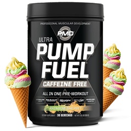 PMD Sport Pump Fuel Ultra Caffeine Free - Premium Pre Workout Powder & Muscle Pump, Större fokus, Uthållighet & Återhämtning, Premium Kreatin, Arginine & Beta Alanine - Rainbow Sherbet (30 portioner)