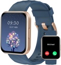 RUIMEN Smart Watches for Women Men (Answer/Make Calls) kompatibel med iPhone/Android Phones, 1.85" HD Screen Fitness Tracker Heart Rate Monitor 100+ Sports Tracker Watch Waterproof (Blue)