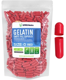 XPRS Nutra Size 0 Empty Capsules - 500 greve Empty Gelatin Capsules - Pills DIY Capsule Filling - Pure Bovine Fillable Pill Gel Caps för Do-It-Yourself Supplements (Red)