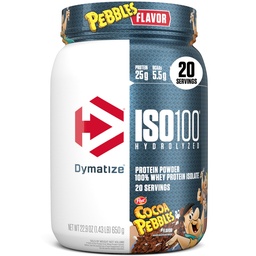 Dymatize x Cocoa Pebbles ISO100 Whey Protein Powder Isolate, 25g Protein, 20 portioner, 5,5 g BCAA, 120 Cal., Gluten Free, 1g Fat, 1g Sugar, 2g Carb