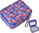 Pill Organizer Case Travel Medicine Box 7 Day Vitamin Supplement Compact Dispenser i Zipper Pouch Bag (US Flag)