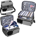 Double Layers Medicine Bag med isolerade kompartmentpiller Bottle Organizer med Lockable Zipper, Travel Medicine Organizer med mjuka axelremmar för pillerflaskor, medicinska förnödenheter