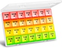 Stor månatlig piller arrangör, XL 4 veckor piller låda, 28 dag piller fall arrangör av vecka, Big Compartment Pill Container med dammbevis, för piller / vitamin / fiskolja / tillägg, av Yaklim (ROYG)