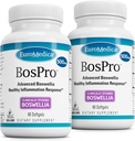 EuroMedica BosPro - Boswellia Serrata Extract Supplement - Dietary Supplement for Healthy Lung Support - Herbal Supplement Formel - 60 Softgels, 2 Pack (120 Softgels)