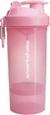 Smartshake O2GO ONE Plastic Protein Shaker Bottle 800 ml | 27 oz - Leakproof Screw-on Lid - BPA Free - Unisex - Light Pink