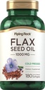 Piping Rock Flaxseed Oil 1000mg Softgel Capsules | 180 greve | Cold Pressed Supplement | Non-GMO, Gluten Free