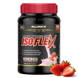 ALLMAX Nutrition ISOFLEX Whey Protein Isolate, Strawberry - 2 lb - 27 Grams of Protein Per Scoop - Zero Fat & Sugar - 99% Lactose Free - Gluten Free & Soy Free - Ungefär 30 portioner