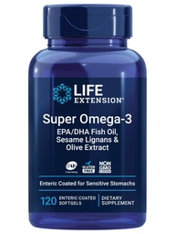 Life Extension Super Omega-3 EPA / DHA Fish Oil, Sesam Lignans & Olivextrakt - Hjärthälsa, Hjärnhälsa, Inflammation Health Support, Gluten-Free, Enteric-Coated, Non-GMO, 120 Softgels