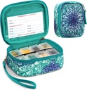 FINPAC Pill Organizers, 8 Compartments Travel Pill Case för vecka 7 dagar Medication Care, Compact & Cute Medicine Vitamin Dispenser och Holders (Emerald Illusions)