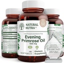Natural Nutra Evening Primrose Oil Supplement från Fatty Acid, hjälper till att övervinna kroppssmärta, nervhälsa, främja hjärthälsa och hud Clarity, hjälper till att minska Digestive Discomfort, 500 mg, 180 Softgel
