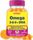 WellYeah Omega 3 6 9 Gummies | with Flaxseed Oil and DHA | Vegetarian Omega 3 Fish Oil Alternative | GMO Free, Gluten Free, Orange & Lemon Flavor | Natural Sourced Colors and Flavors | 90 Count